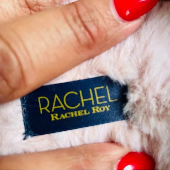 Rachel Roy pink fluffy slippers, SZ S (5-6) - Picture 2 of 4